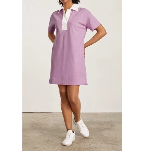 Everlane The Organic Cotton Short Sleeve Polo Mini Dress Mauve Lilac Purple XS - Picture 1 of 6
